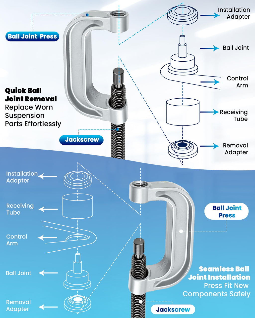 10pcs Ball Joint Press Kit U Joint Removal Tool P26563