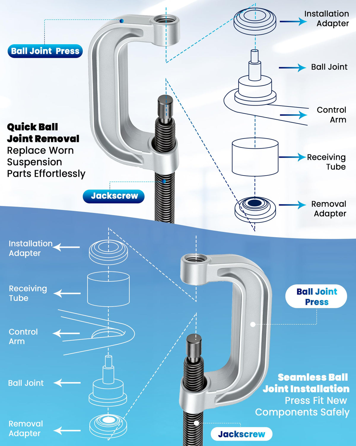 10pcs Ball Joint Press Kit U Joint Removal Tool P26563