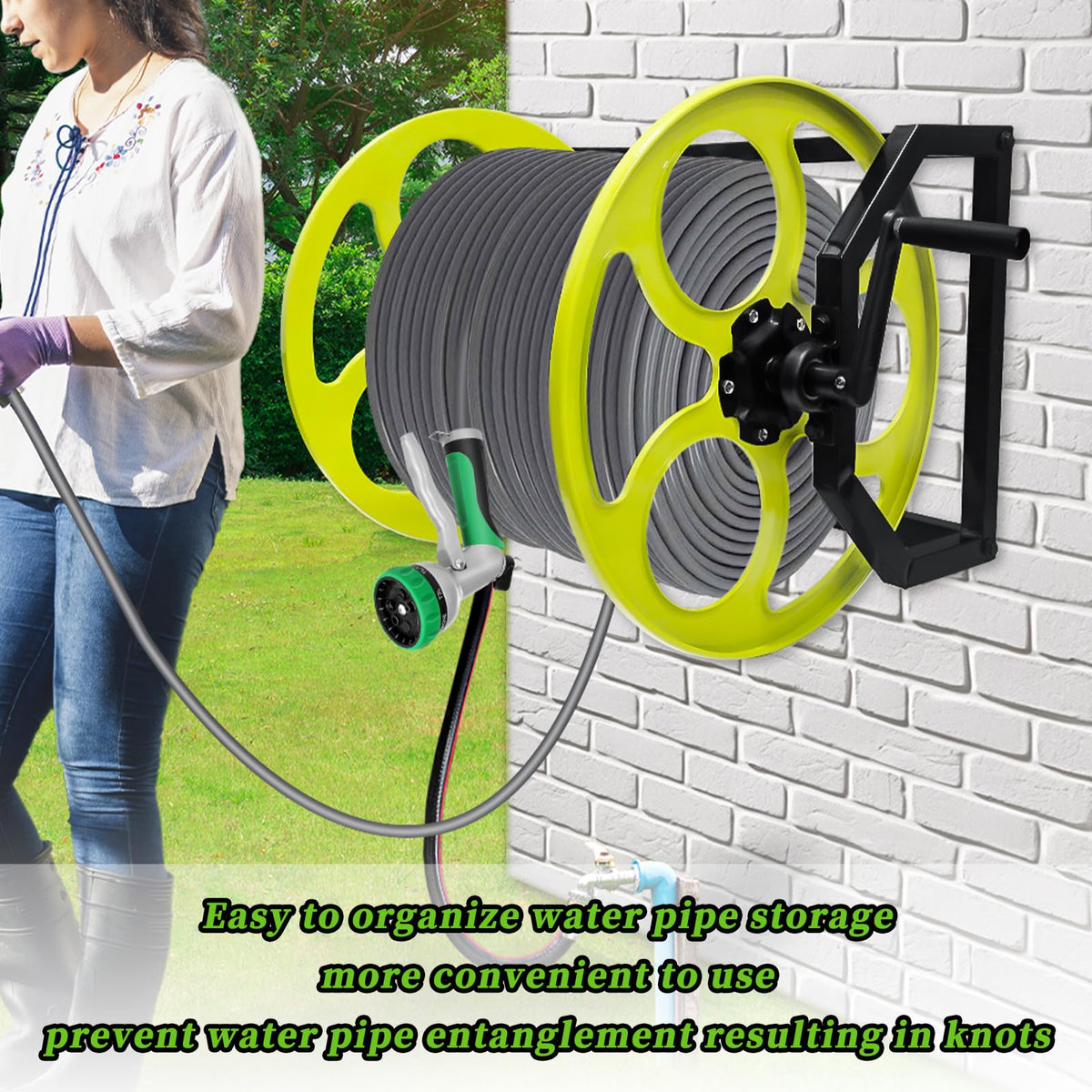 400FT Wall/Floor Mount Garden Hose Reel with Crank W1045