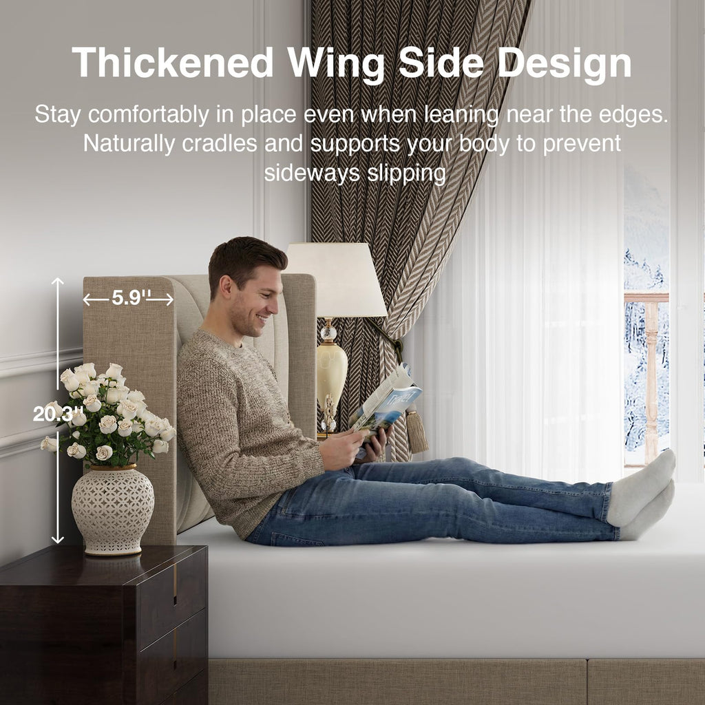 Queen Size Linen Upholstered Bed Frame with Headboard P7816