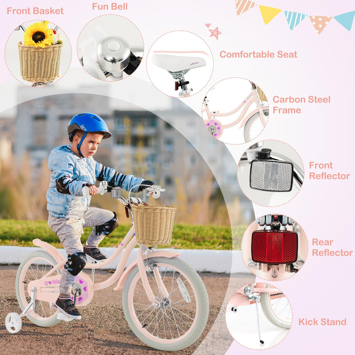 14 16 18 Inch Kids Bike with Training Wheels H72468