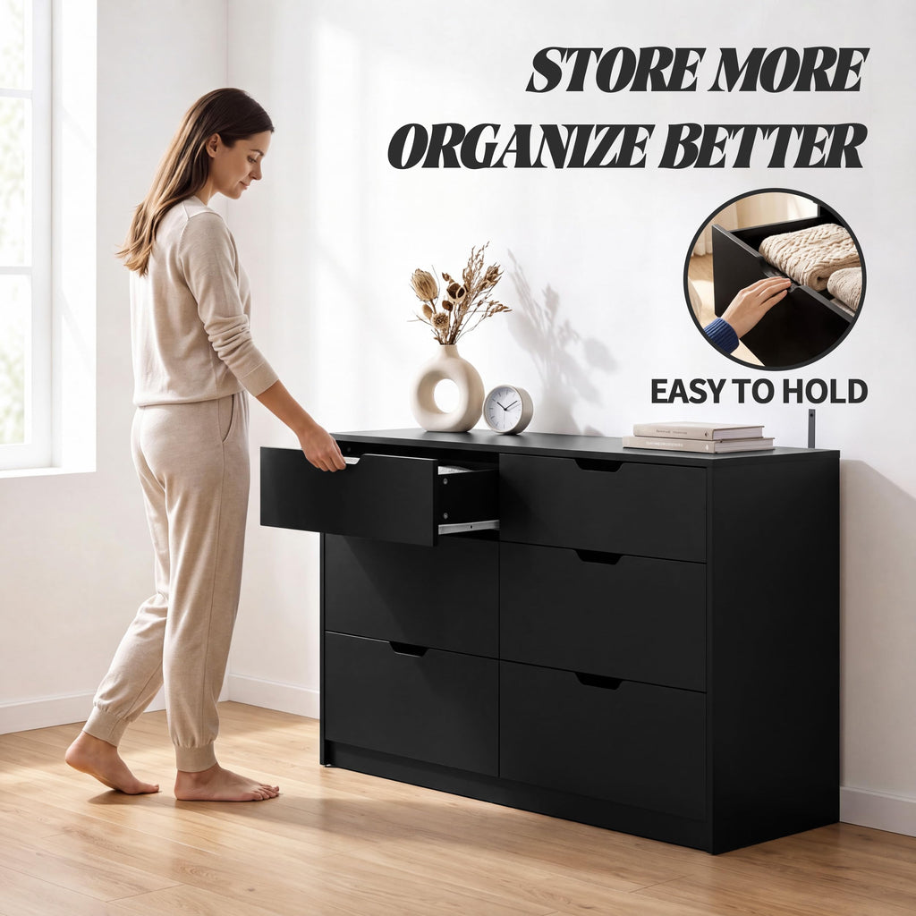 Black 6 Drawer Dresser C563065