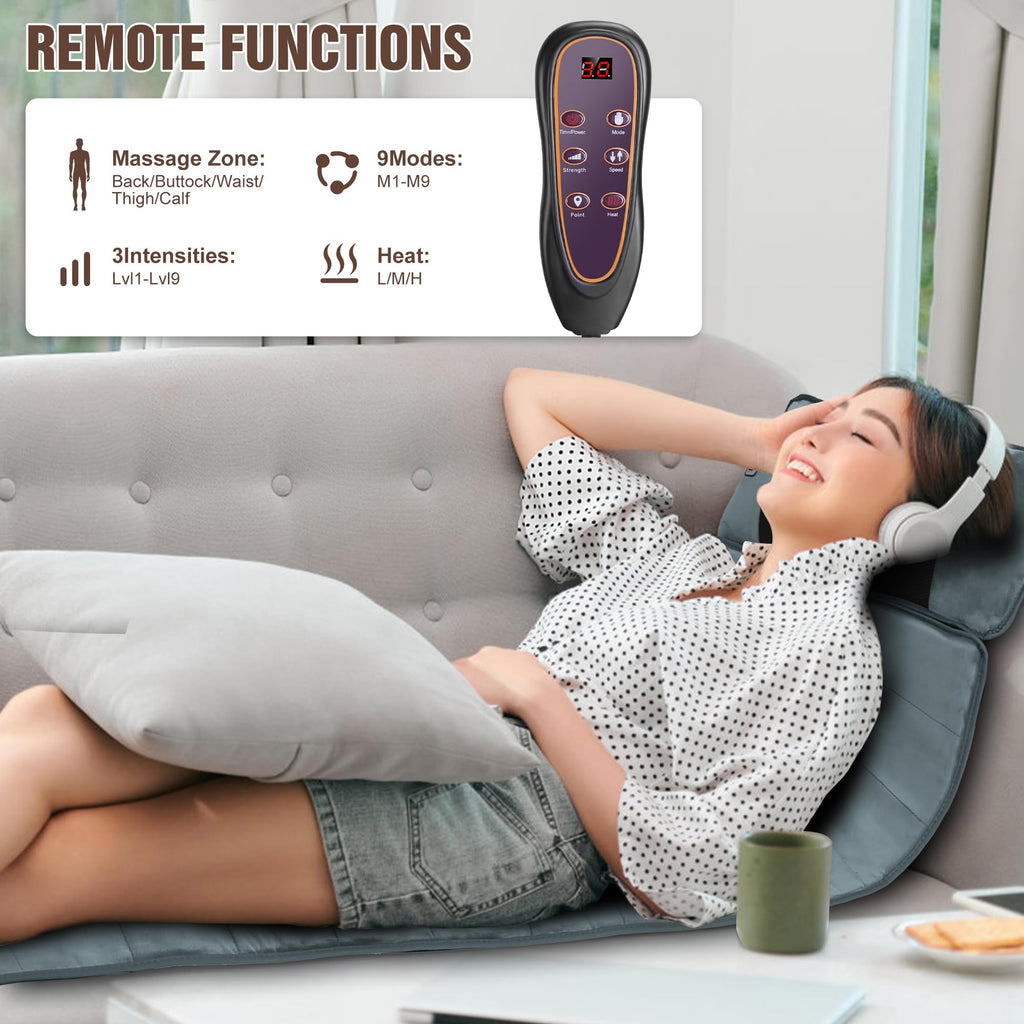 Full Body Massage Mat with Heat, 10 Motors, 9 Modes I4074