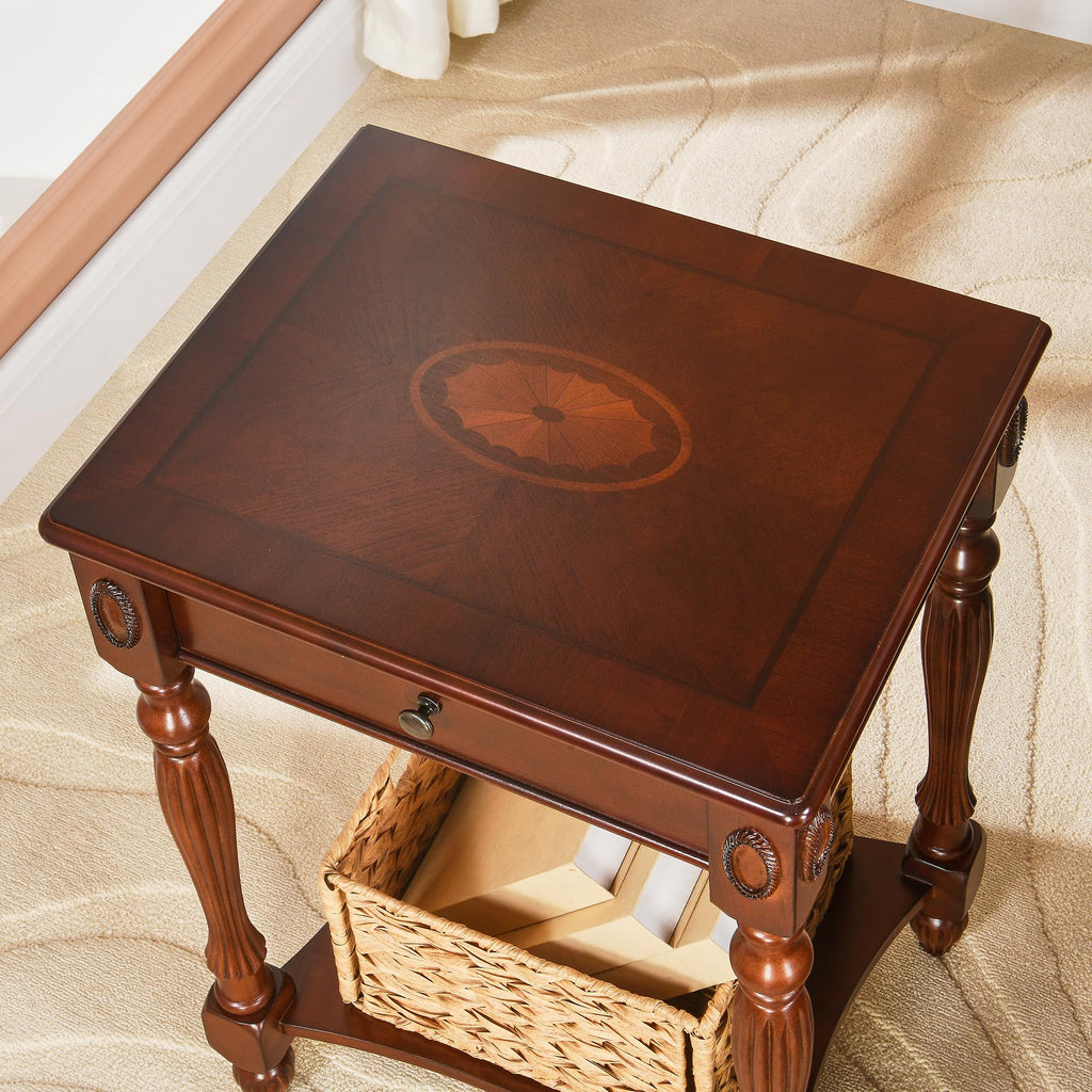 Side Table with Drawer and Storage Shelf T402