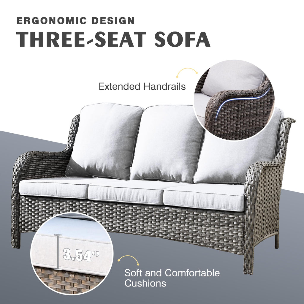 6 Piece Wicker Patio Furniture Set with Fire Pit Table L803966