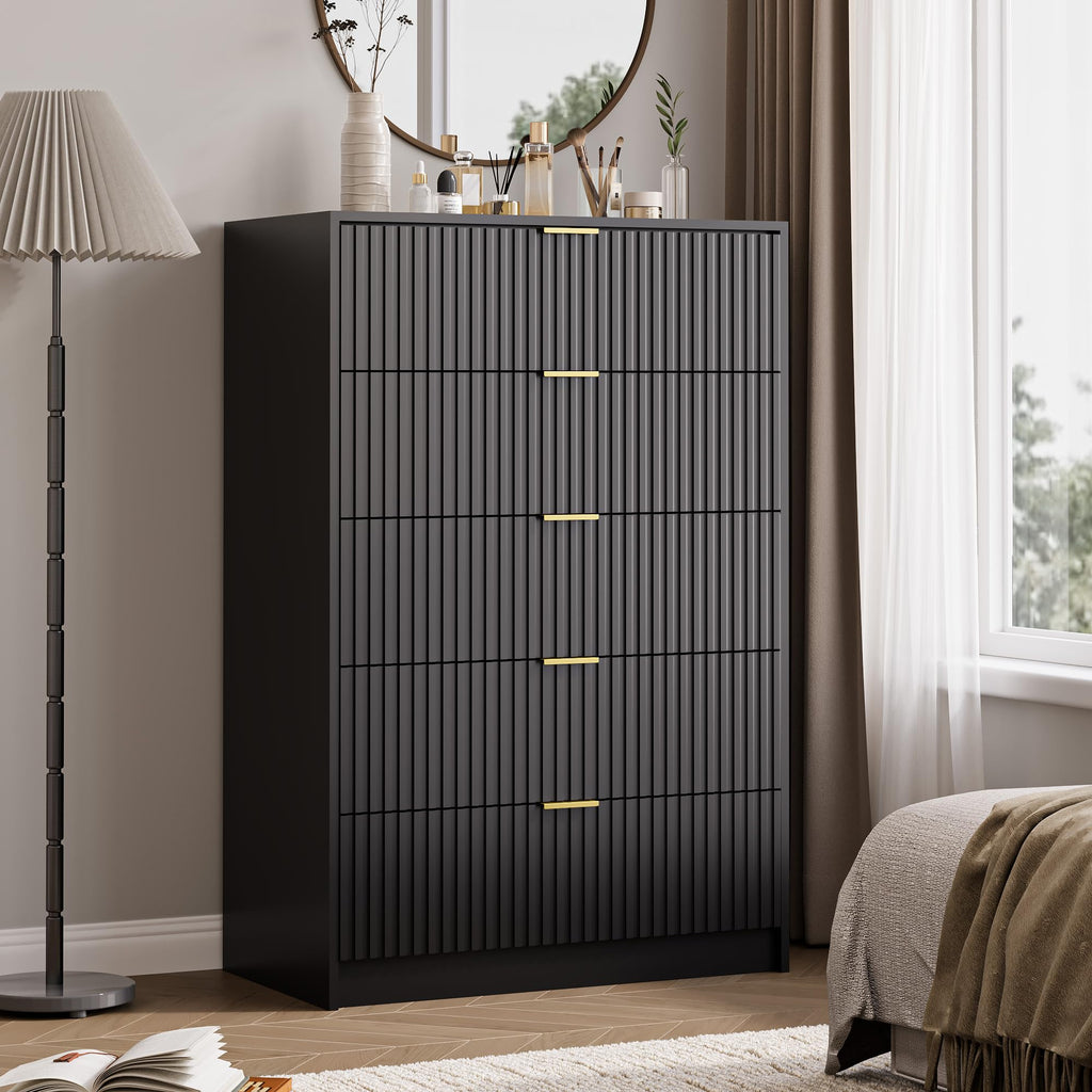 47" Tall Fluted 5-Drawer Dresser V9217