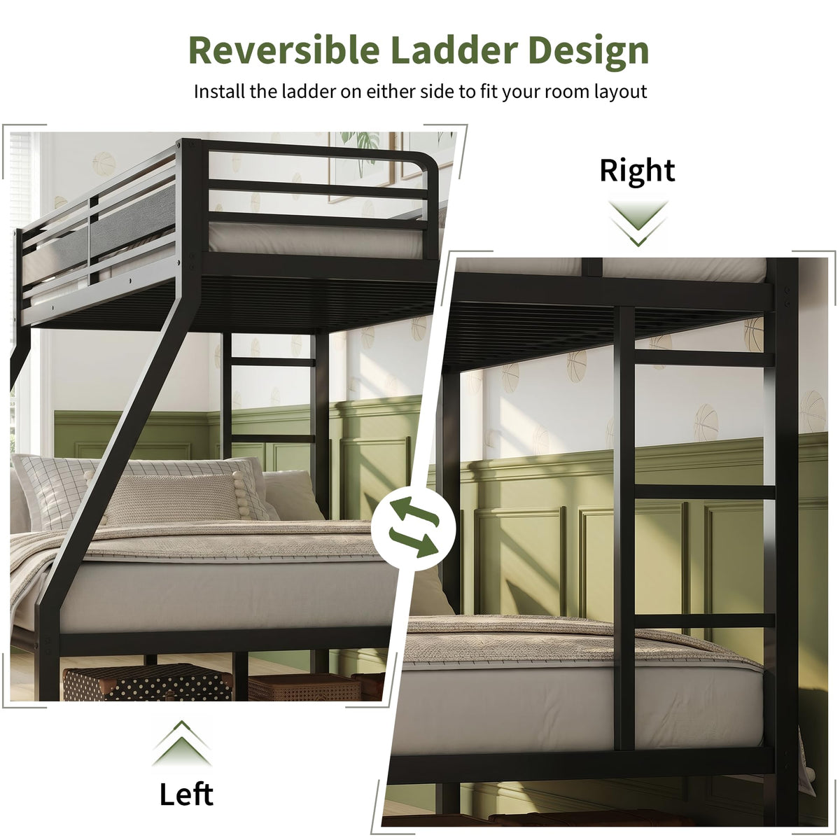 Black Twin Over Full Size Bunk Beds T996724