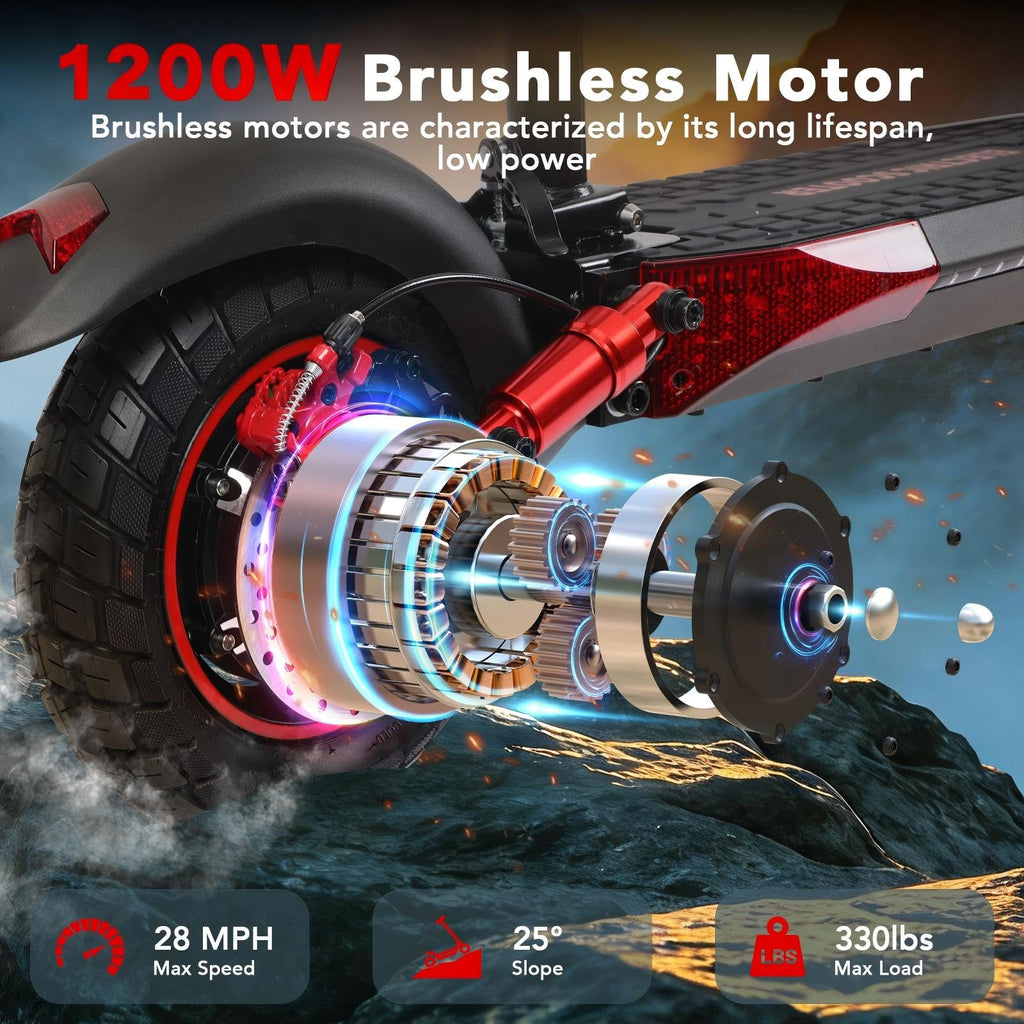 Electric Scooter with Seat, 1200W Motor, 28 MPH Top Speed E561