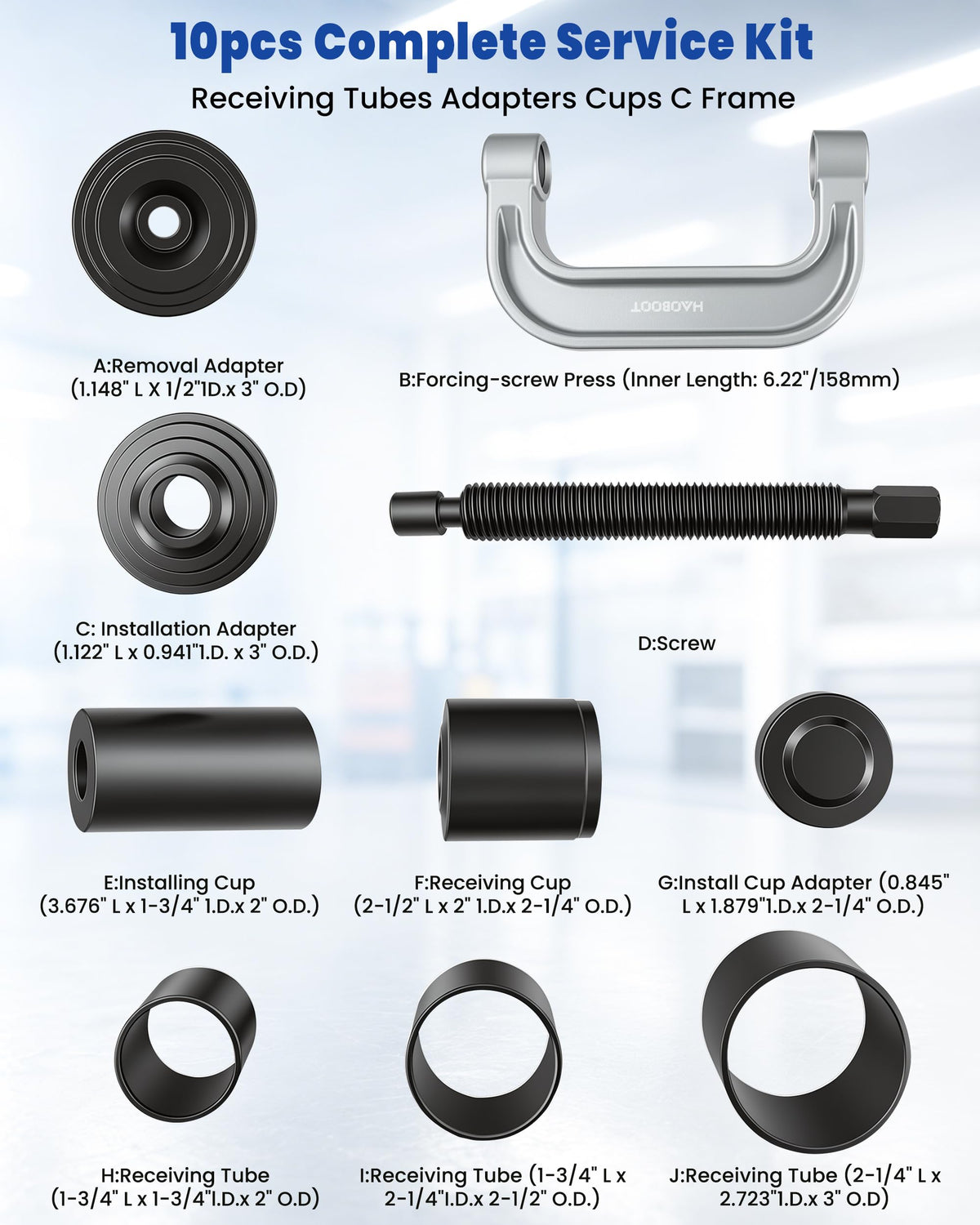 10pcs Ball Joint Press Kit U Joint Removal Tool P26563