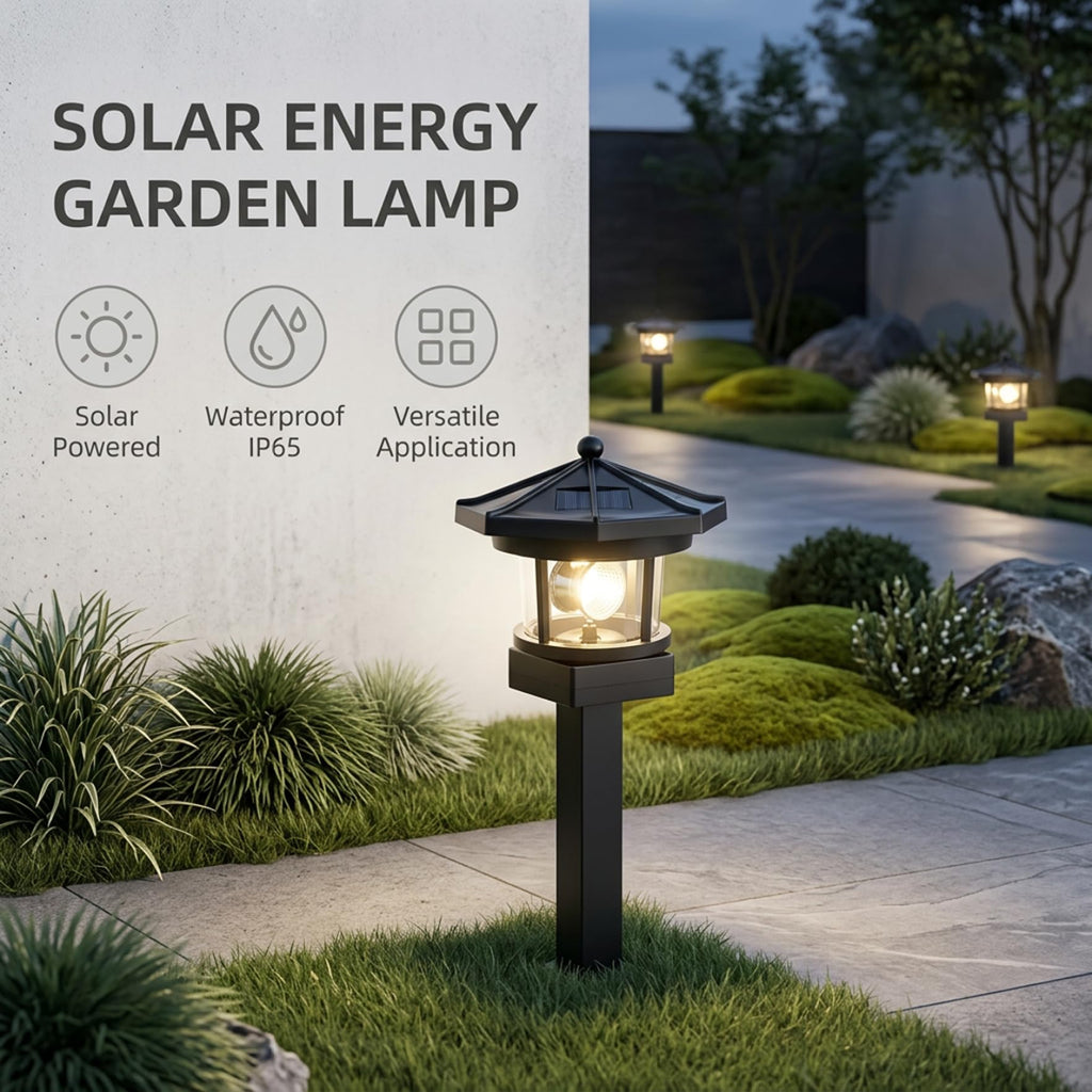 Black 2-Pack Rotating Solar Lighthouse C17476