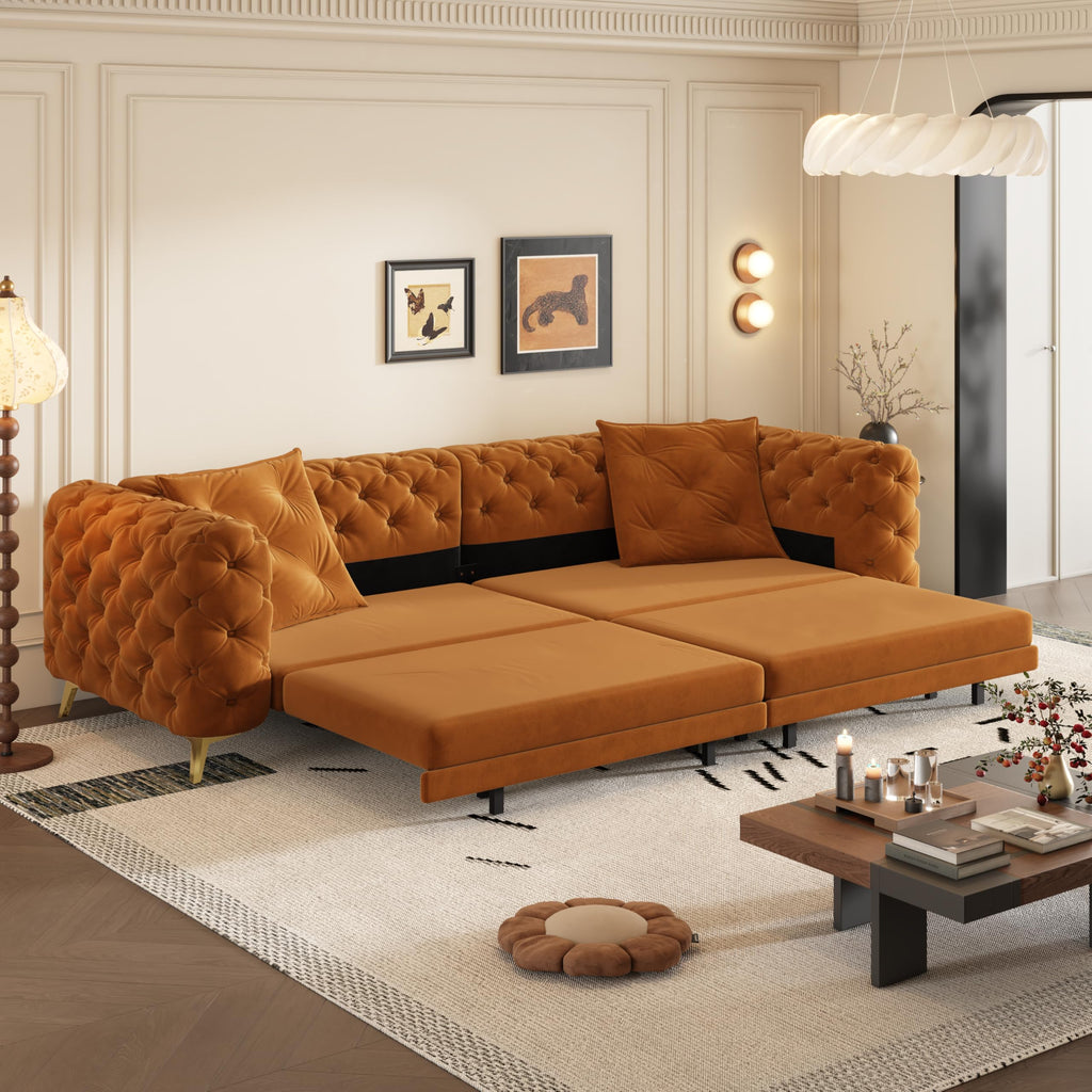 Orange Velvet Sofa Bed A92338
