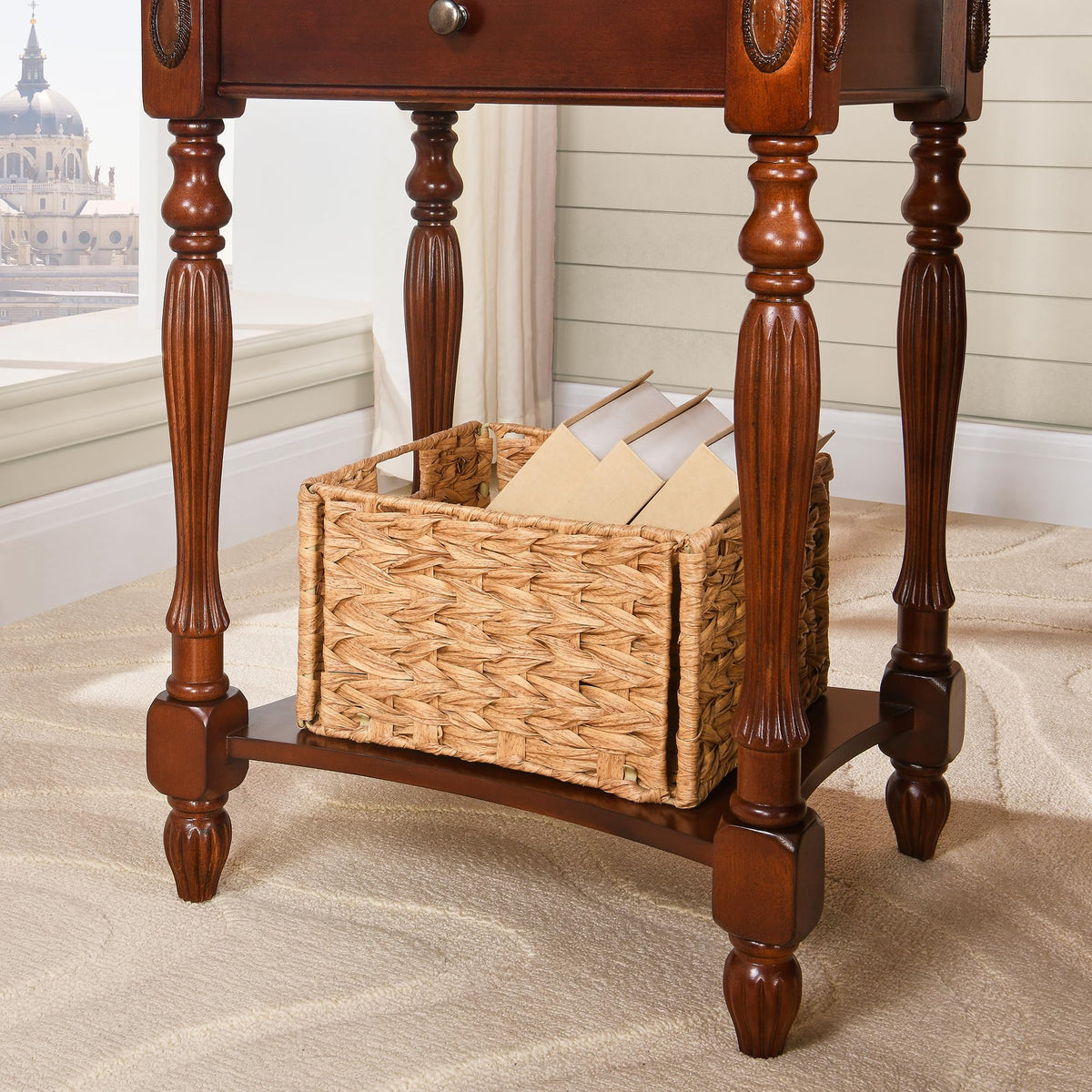 Side Table with Drawer and Storage Shelf T402