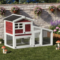 2-Tier Wooden Rabbit Hutch with Run B916716