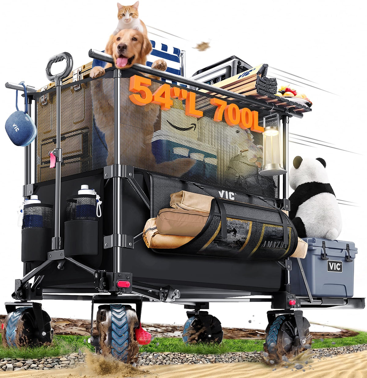 700L Double Tabletop Wagon with Big Wheel T800