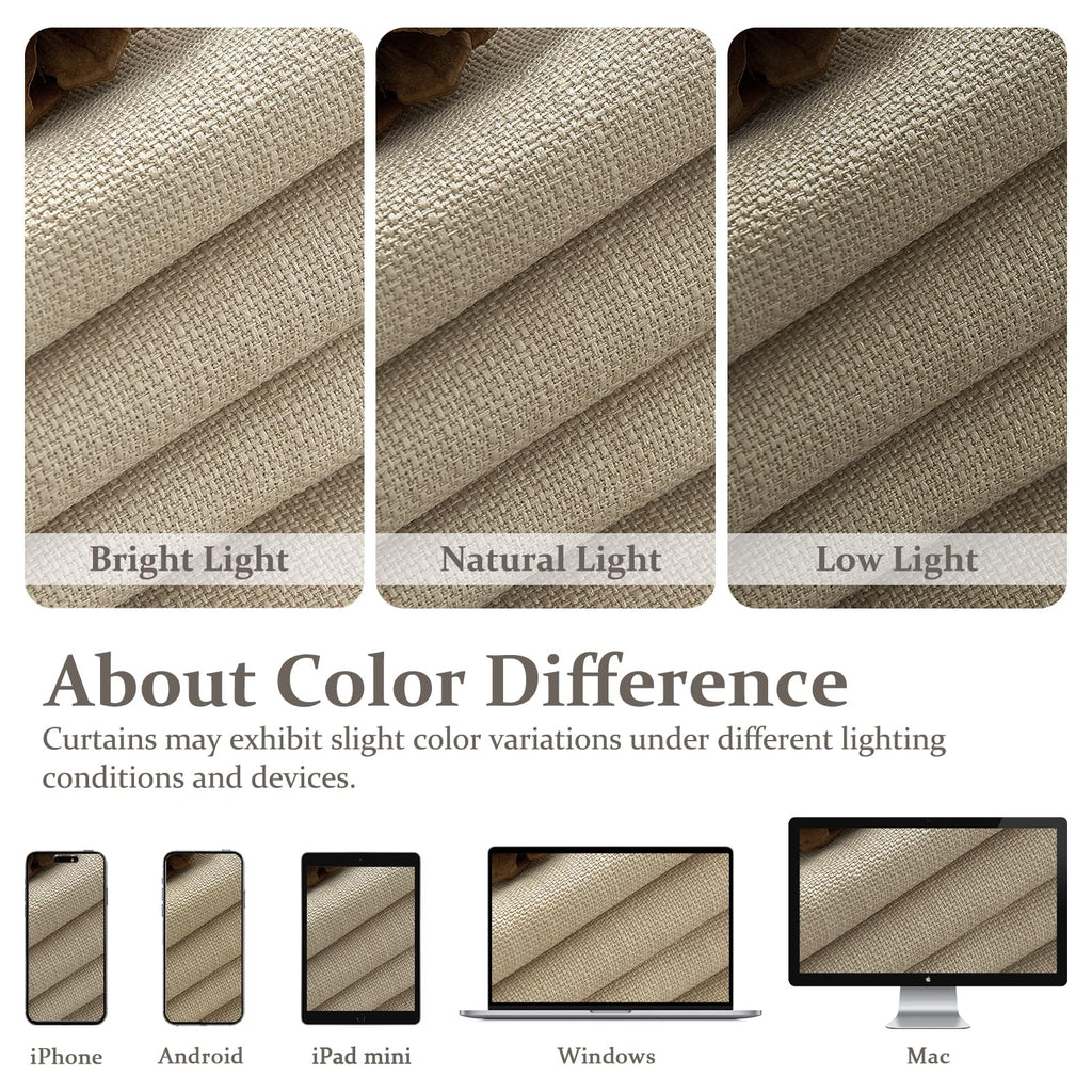 86 Inch Blackout Linen Blend Insulated Curtain 2 Panels Set D142162