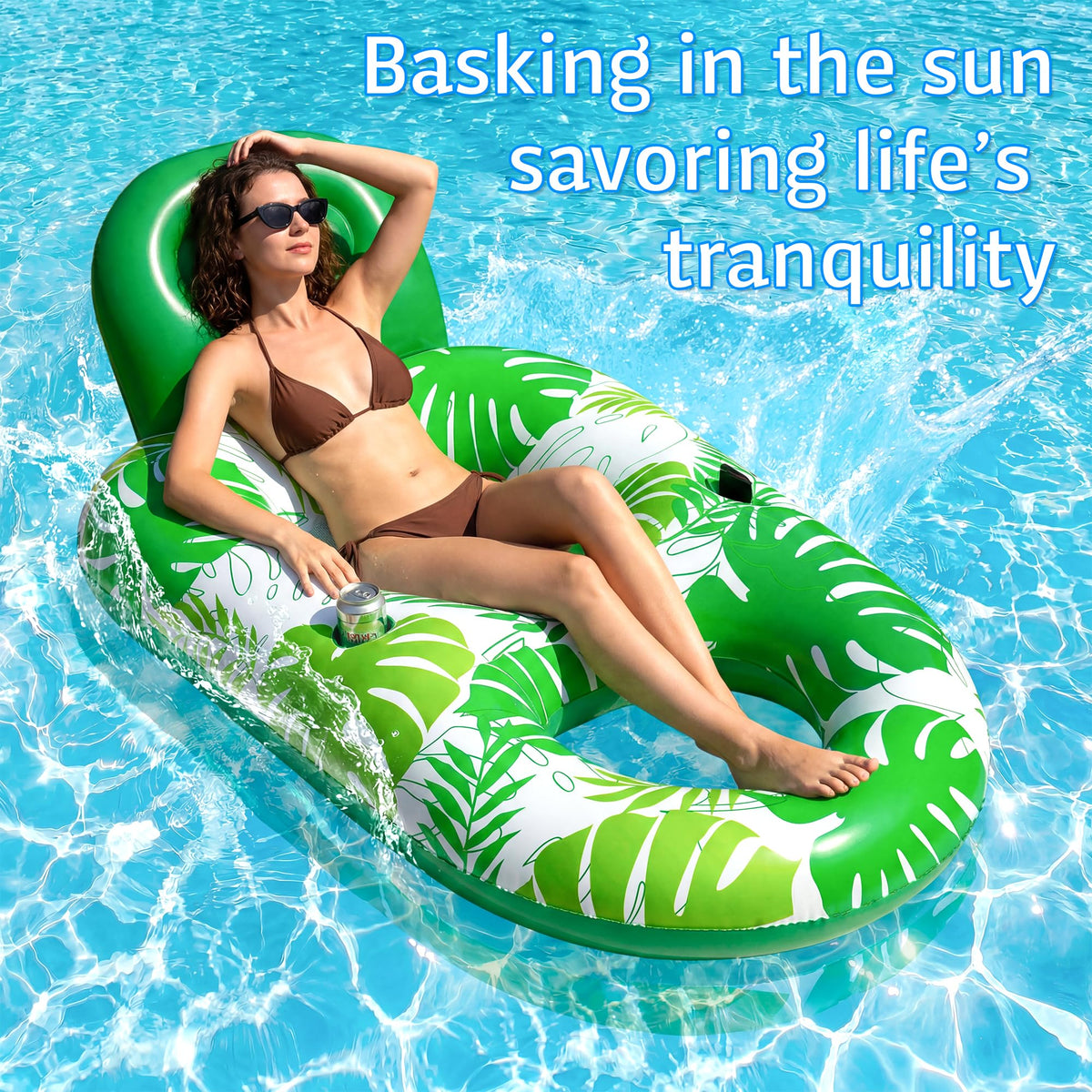 2 Pack Inflatable Pool Float Lounger with Cup Holder B544