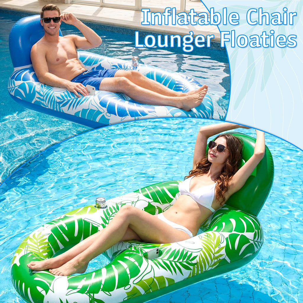 2 Pack Inflatable Pool Float Lounger with Cup Holder B544