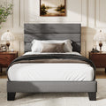 Twin Size Dark Grey Upholstered Fabric Bed Frame H908241