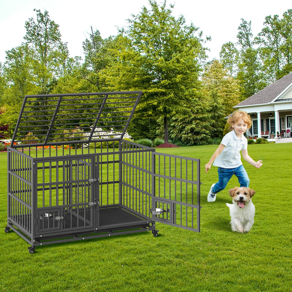 48 inch Heavy Duty Metal Dog Crate with 2 Door T5585