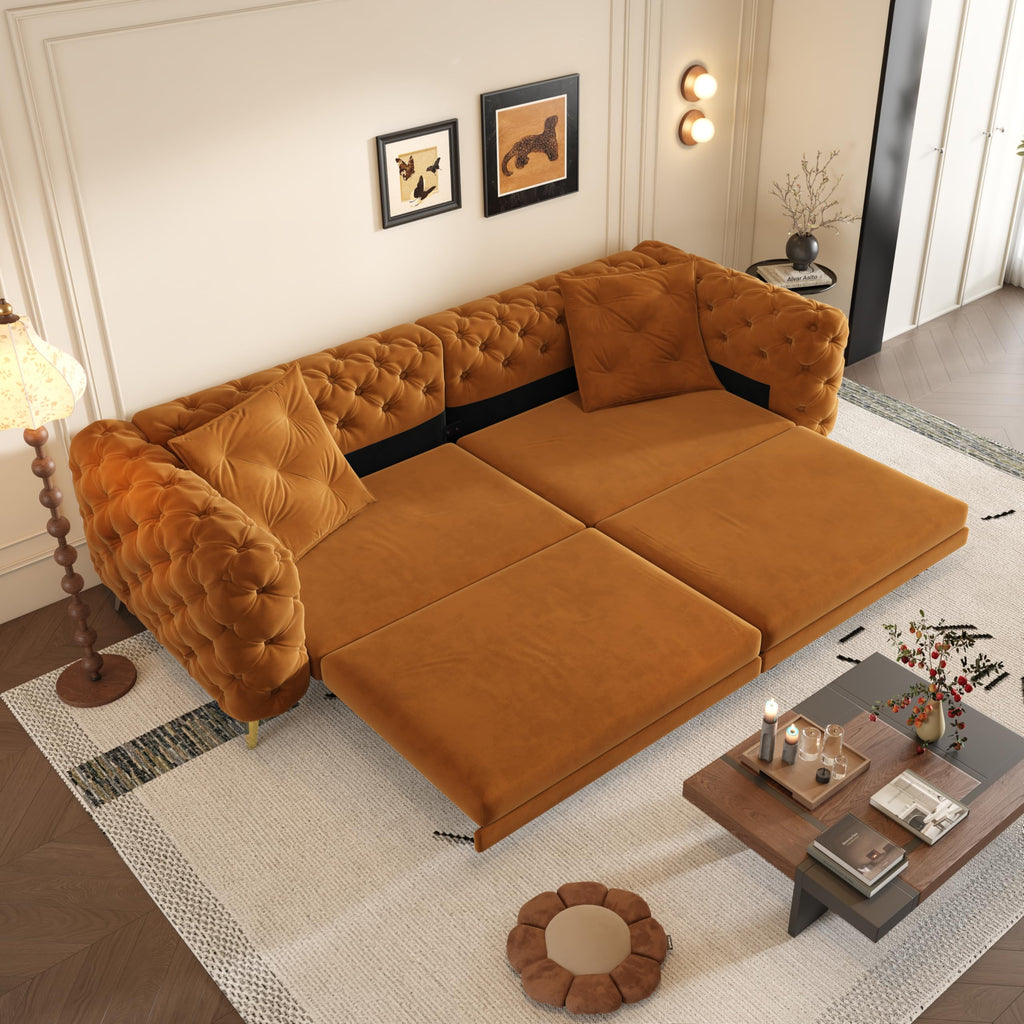 Orange Velvet Sofa Bed A92338