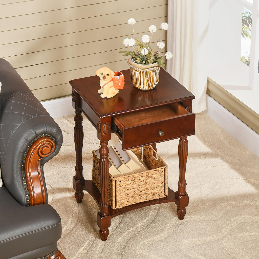 Side Table with Drawer and Storage Shelf T402