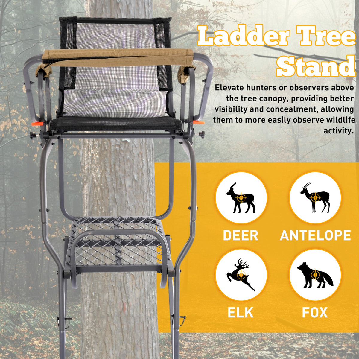 Ladder Tree Stand with Mesh Seat F442