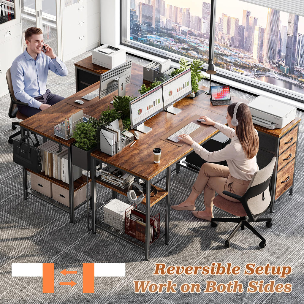 47.2'' L Shaped Office Desk with 3 Drawers F72990