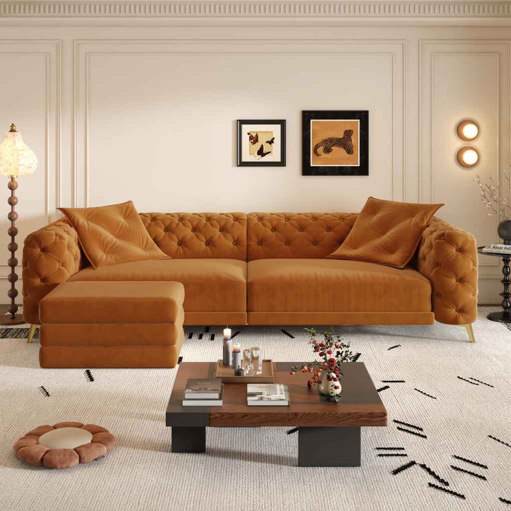 Orange Velvet Sofa Bed A92338