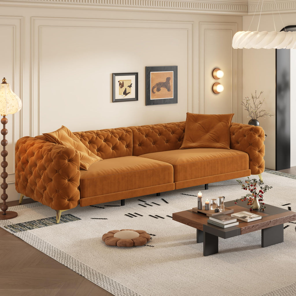 Orange Velvet Sofa Bed A92338
