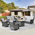 6 Piece Wicker Patio Furniture Set with Fire Pit Table L803966