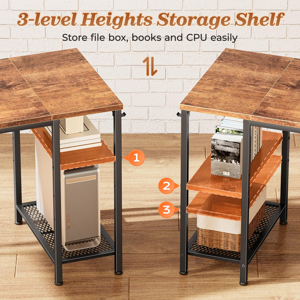 47.2'' L Shaped Office Desk with 3 Drawers F72990